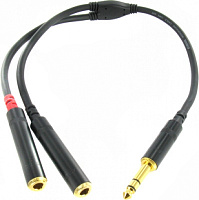 Cordial CFY 0,3 VGG кабель Y-адаптер джек стерео 6,3 мм/2xмоно-джек 6,3 мм female, 0,3 м, черный