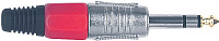Proel S3CARD Разъем стерео "джек 1/4", резиновый держатель под кабель O7.5мм с нейлоновой вставкой, никелированные контакты, центарльный позолоченный. Корпус: алюм., цвет: никель, красное кольцо-маркер
