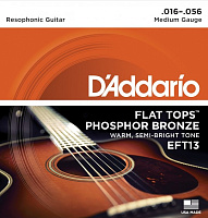 D'ADDARIO EFT13  струны для акустической гитары, фосф. бронза, Medium, 16-56, полукруглая оплетка