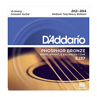 D'ADDARIO EJ37 струны для 12-струнной гитары фосфор/бронза, Light, 12-54