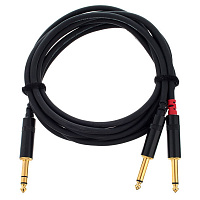 Cordial CFY 1.5 VPP-LONG Y-кабель джек стерео 6.3 мм -  2 x моноджек 6.3 мм "папа", длина 1.5 метра
