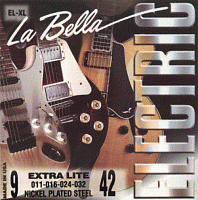 LA BELLA EL-XL  струны для электрогитары - натяжение Extra Light, (009-011-016-024-032-042), первые струны - сталь, басовые - круглая обмотка никелевым сплавом, серии Nickel Plated Steel