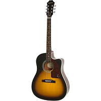 EPIPHONE J-15 EC Deluxe Vintage Sunburst электроакустическая гитара, цвет санберст, в комплекте жесткий кейс