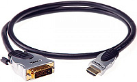 KLOTZ HA-DV-G03 видеокабель с позолоченными контактами DVI и HDMI, AWG28, чёрный, 3 метра