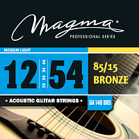Magma Strings GA140B85  Струны для акустической гитары, серия Bronze 85/15, калибр: 12-16-24-34-44-54, обмотка круглая, бронзовый сплав 85/15, натяжение Medium Light