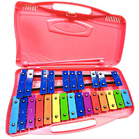Wisemann WG Glokenspiel 013190 Детский глокеншпиль, 25 клавиш, с палочками, розовый кейс