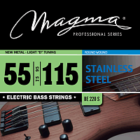 Magma Strings BE220S  Струны для бас-гитары, серия Stainless Steel, калибр: 55-75-95-115, обмотка круглая, нержавеющая сталь, натяжение New Metal-Light+