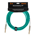 ROCKDALE Wild D5 инструментальный кабель джек моно 6.3 мм - джек моно 6.3 мм, длина 5 метров, цвет светло-зеленый