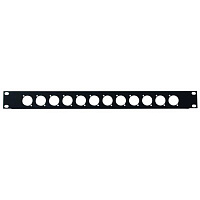 Omnitronic Front panel Z-19 12 x XLR (D-type)   панель металлическая рэковая 1U для 12 шт. разъёмов типа XLR (D-тип).Материал -сталь, чёрная порошковая эмаль.