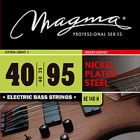 Magma Strings BE140N  Струны для бас-гитары, серия Nickel Plated Steel, калибр: 40-60-75-95, обмотка круглая, никелированная сталь, натяжение Extra Light+