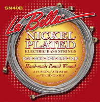 LA BELLA SN40-B - струны для 5-струнной бас гитары - (040-060-075-095-128), сталь, обм. никель, серия Nickel-Plated