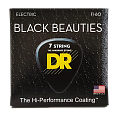 DR BKE7-11  струны для 7-струнной электрогитары, калибр 11-60, серия BLACK BEAUTIES™, обмотка никелированная сталь, покрытие есть