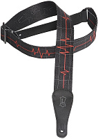 LEVY'S MPS2-023  ремень для электрогитары, черный, с печатным рисунком (кардиограмма), 5 см