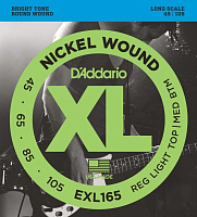 D'ADDARIO EXL165 струны для 4-струнной бас-гитары, никель, Soft/Reg, 45-105