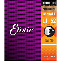 ELIXIR 16027 струны для акустической гитары, Phos Bronze NanoWeb Custom Light