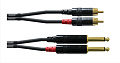 Cordial CFU 1.5 PC кабель сдвоенный 2 х RCA—2 х джек моно 6.3мм male, длина 1,5 м, черный