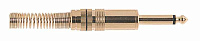 Proel S250BK разъём JACK 6.3 мм моно, позолоченные контакты и корпус, диаметр кабеля 8 мм, пружина, чёрное кольцо