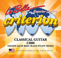 LA BELLA C800  струны для классической гитары: черный нейлон, позолоченная обмотка, натяжение: medium