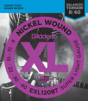 D'ADDARIO EXL120BT струны для электрогитары, Super Light, никель, 9-40
