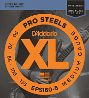 D'ADDARIO EPS160-5 Струны для 5-струнной бас гитары Pro Steels round 50-135