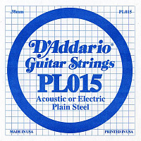 D'ADDARIO PL015 - Plain Steel одиночная струна .015