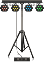 Behringer STAGE TRI LED BUNDLE ST1 трипод с 4 парами 7 х 3 Вт, RGB, ножной переключатель, коммутация, 24 шоу, DMX