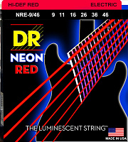DR NRE-9/46 струны для электрогитары, калибр 9-46, серия HI-DEF NEON™, обмотка никелированная сталь, покрытие люминесцентное