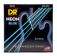 DR NBB5-40 струны для 5-струнной бас-гитары, калибр 40-120, серия HI-DEF NEON™, обмотка никелированная сталь, покрытие люминесцентное