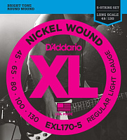 D'ADDARIO EXL170-5 струны для 5-струнной бас гитары, никель, 45-130, Long
