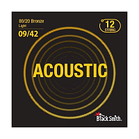 BlackSmith 80/20 Bronze Light 9/42 12 String струны для 12-струнной акустической гитары, 9/42, 80/20 бронза