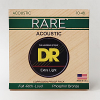 DR RPL-10 струны для акустической гитары, калибр 10-48, серия RARE™, обмотка фосфористая бронза, покрытия нет