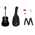 FENDER FA-115 Dread Pack Black комплект: акустическая гитара, чехол, ремень и набор медиаторов