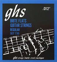 GHS 730 Струны для электрогитары, сплав 52, полукруглая обмотка, 12-16-24-32-42-54, Brite Flats