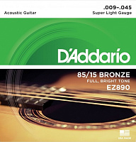 D'ADDARIO EZ890 струны для акустической гитары, бронза 85/15, Super Light, 9-45