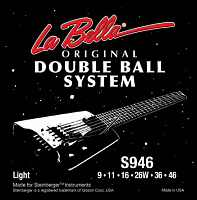 LA BELLA S946  струны для безголовой электрогитары (009-011-016-026w-036-046), сталь, Double Ball-ends, non-tremolo Steinberger