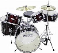 Weber BunnyKit Маломензурная ударная установка, 5 барабанов,  16-13-10-8-12; стул, педаль и тарелки в комплекте, цвет красный