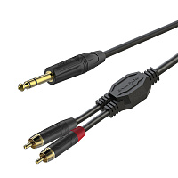 ROXTONE PACC190/1 Аудиокабель джек стерео 6.3 мм - 2 RCA, длина 1 м