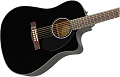 FENDER CD-60SCE Dread Black WN электроакустическая гитара, топ массив ели, накладка орех, цвет черный