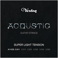 VESTON A1152S Струны для акустической гитары, натяжение Super Light, оплетка медь посеребренная