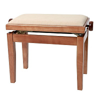 GEWA Piano Bench Deluxe Cherry Highgloss банкетка, цвет вишня, глянцевая, прямые ножки, верх бежевый