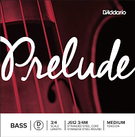D'ADDARIO J612 3/4M одиночная струна для контрабаса, серия PRELUDE, D 3/4 Medium