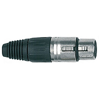 Proel XLR5FV Разъем XLR-мама, 5-пин, резиновый держатель под кабель с нейлоновой вставкой, никелированные контакты, корпус металл, цвет никель, черное кольцо-маркер