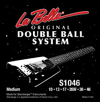 LA BELLA S1046  струны для безголовой электрогитары (010-013-017-026w-036-046), сталь, Double Ball-ends, non-tremolo Steinberger