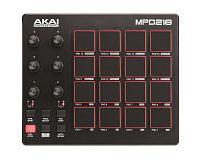 AKAI PRO MPD218 компактный USB/MIDI-контроллер, 16 пэдов, 6 назначаемых вращающийся регуляторов