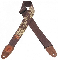 LEVY'S MSSC8EP-006  мягкий хлопковый гитарный ремень, ширина 5 см, коричневый с напечатанным рисунком, наконечники - замша, длина до 135 см.