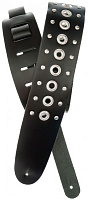PLANET WAVES 25LGS02 гитарный ремень, кожа, серия Metal Strap Collection, цвет черный, клепки круглые
