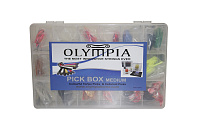 Olympia MPB (Medium Pick Box) Набор медиаторов. Ассорти, разная толщина, разные цвета, разная форма, логотип Olympia, 445 штук в коробке