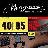 Magma Strings BE130N  Струны для бас-гитары, серия Nickel Plated Steel, калибр: 40-55-75-95, обмотка круглая, никелированная сталь, натяжение Extra Light