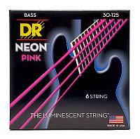DR NPB6-30 струны для 6-струнной бас-гитары, калибр 30-125, серия HI-DEF NEON™, обмотка никелированная сталь, покрытие люминесцентное