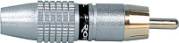 Proel MRCA35BK Разъем "RCA", держатель под кабель O6.2мм, позолоченные контакты. Корпус: латунь, цвет: серебро, черное кольцо-маркер